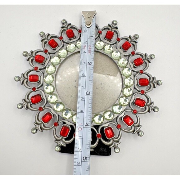 Jeweled Round Picture Frame Holds 2.5X2.5'' Used - Picture 5 of 6
